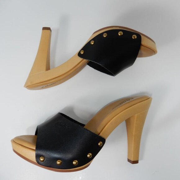 Candie's Antonella OMG Slide Platform Heels Clog SANDAL Size 7 Black Leather NEW - Picture 3 of 12